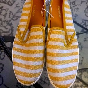 BRAND NEW Old Navy Yellow Striped Slip On Sneakers